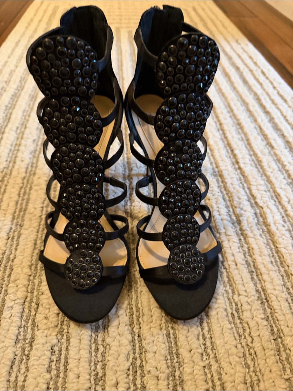 Vince Camuto Black Studded Gladiator Heeled Sandals
